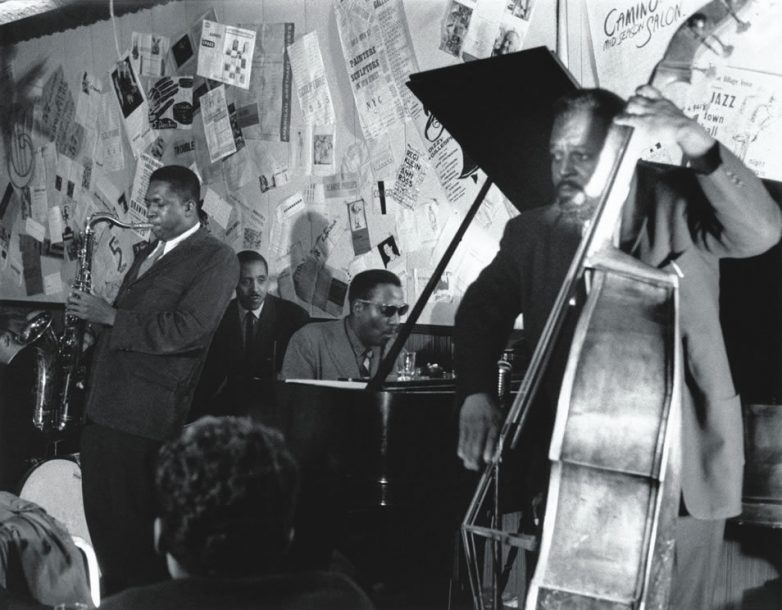 Thelonious Monk and John Coltrane At The Five Spot with drummer Shadow Wilon and bassist Wilbur Ware.